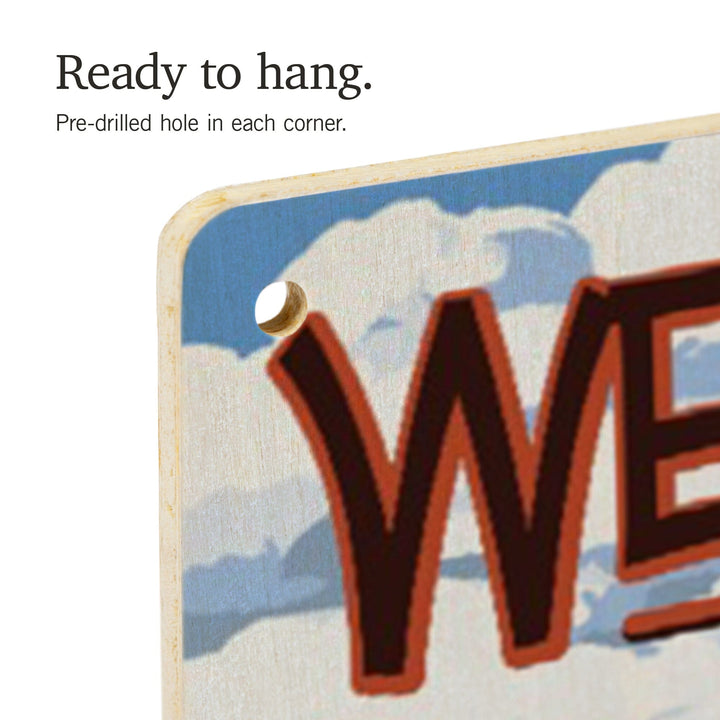 Wells, Maine, Wells Beach, Signpost, Lantern Press Artwork, Wood Signs and Postcards Wood Lantern Press