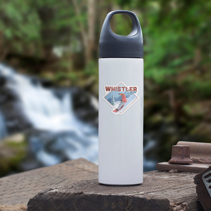 Whistler, Canada, Snowboarder, Contour Sticker Lantern Press