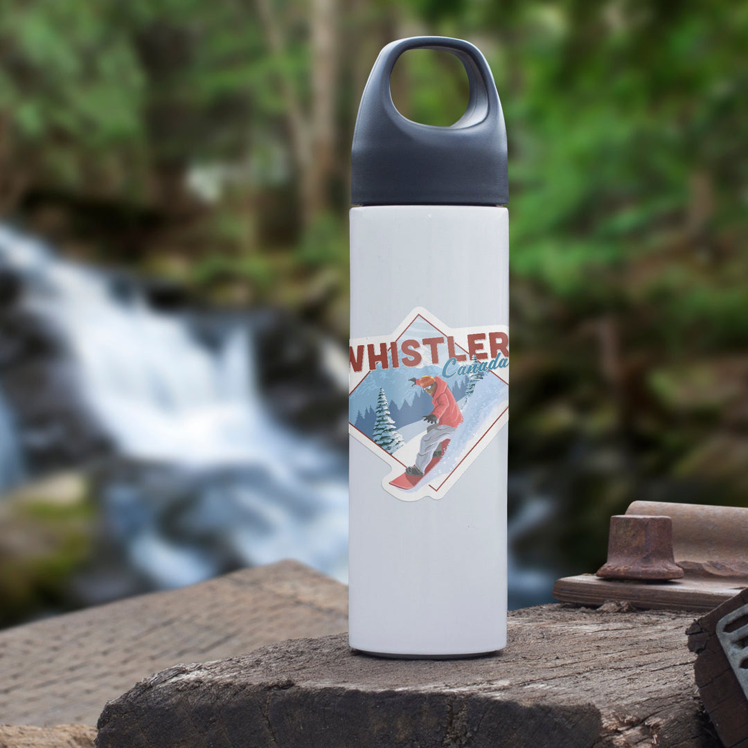 Whistler, Canada, Snowboarder, Contour Sticker Lantern Press