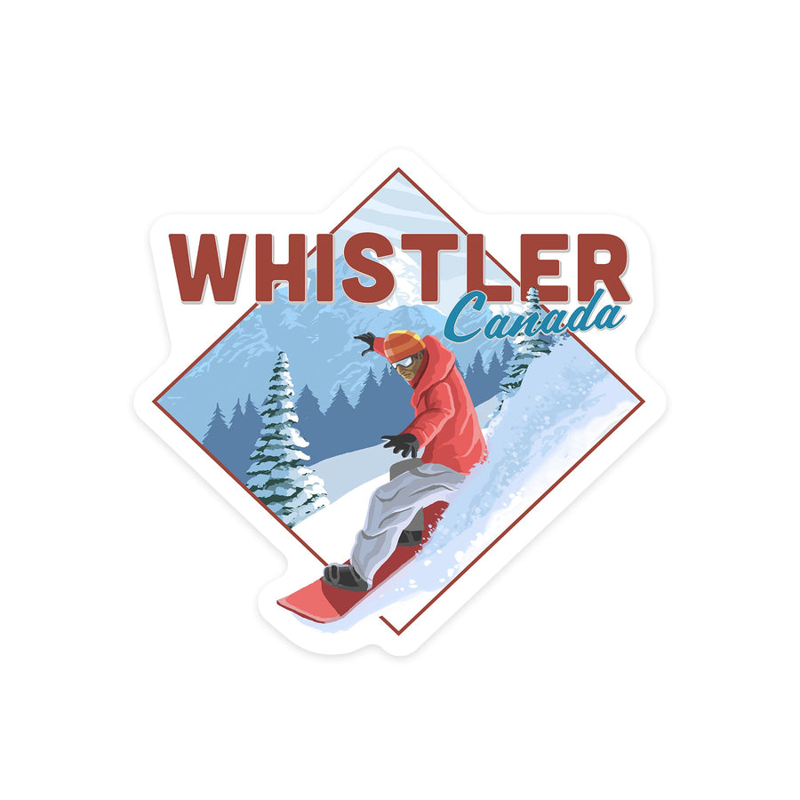 Whistler, Canada, Snowboarder, Contour Sticker Lantern Press