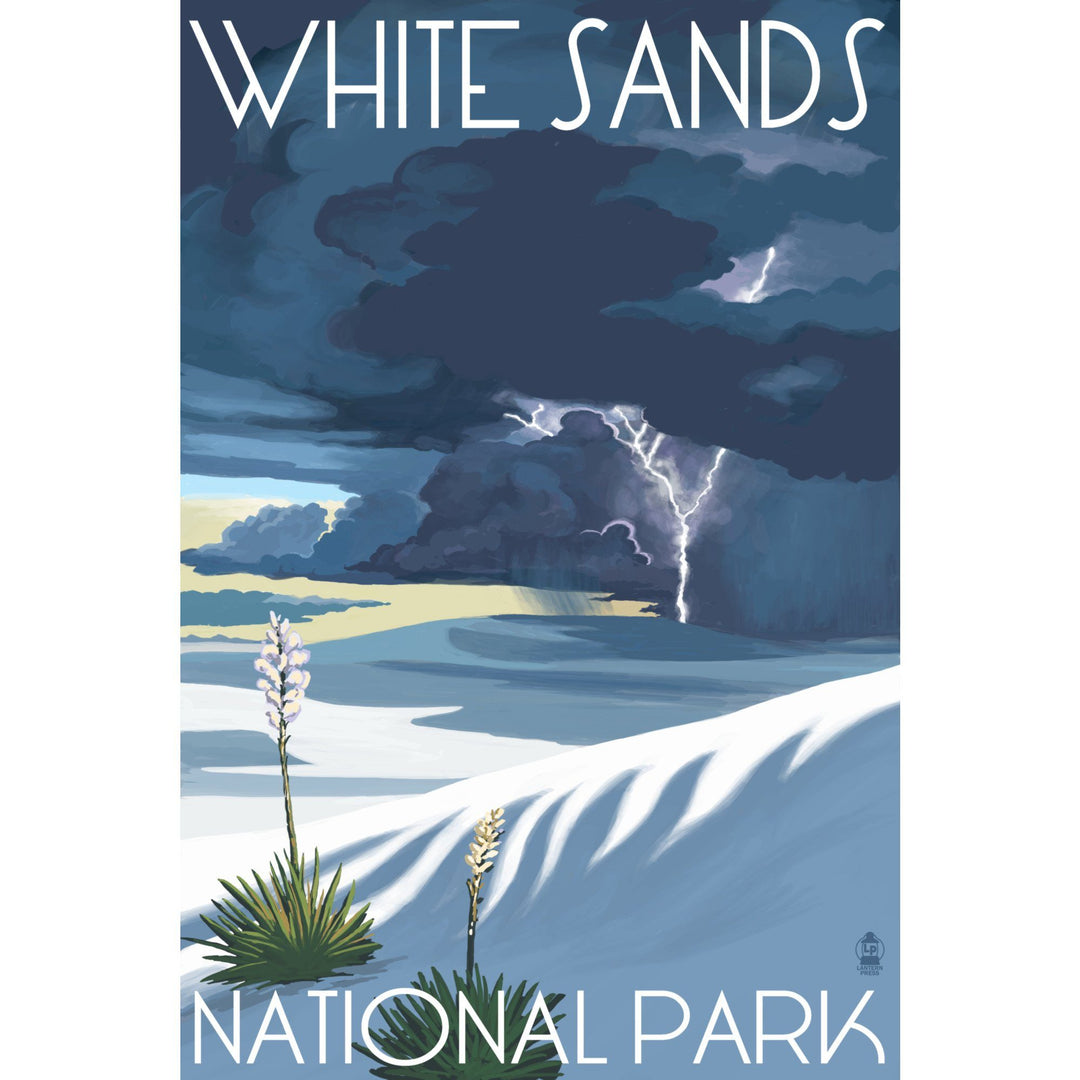 White Sands National Park, New Mexico, Lightning Storm, Lantern Press Artwork, Stretched Canvas Canvas Lantern Press