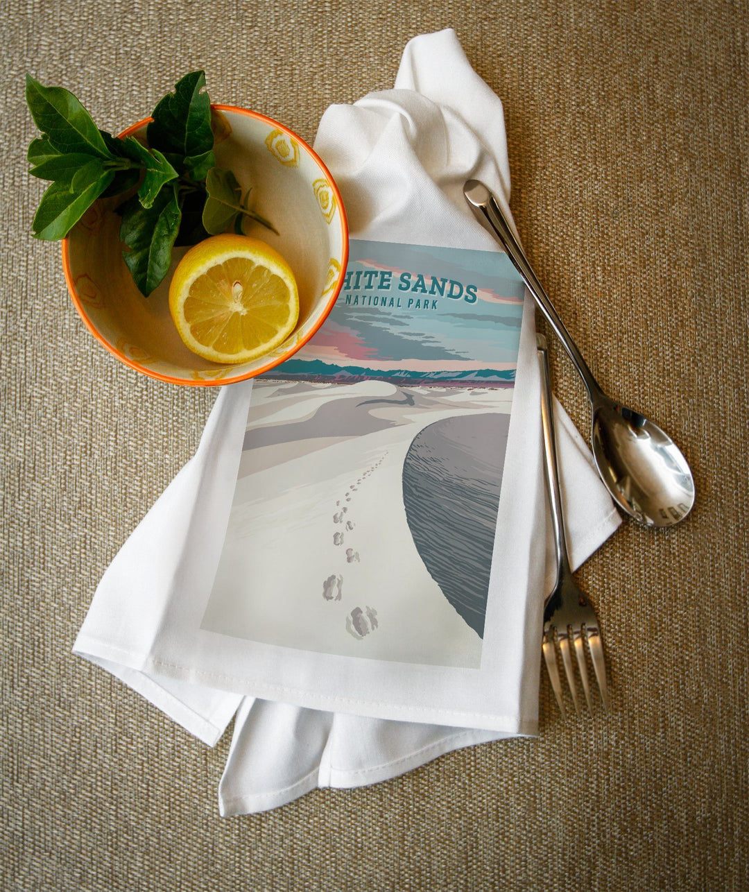 White Sands National Park, New Mexico, Painterly National Park Series, Towels and Aprons Kitchen Lantern Press
