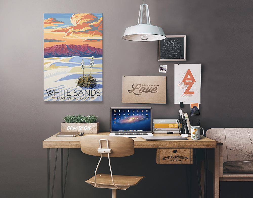 White Sands National Park, New Mexico, Sunset Scene, Lantern Press Artwork, Stretched Canvas Canvas Lantern Press