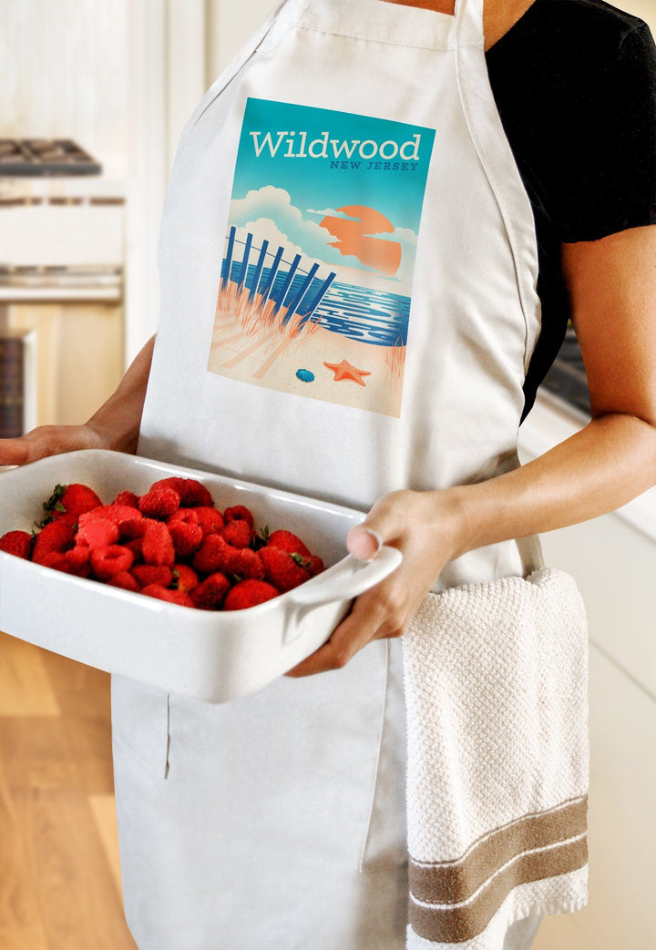 Wildwood, New Jersey, Sun-faded Shoreline Collection, Glowing Shore, Beach Scene, Towels and Aprons Kitchen Lantern Press