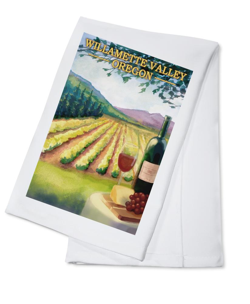 Willamette Valley, Oregon, Wine Country, Lantern Press Artwork, Towels and Aprons Kitchen Lantern Press Cotton Towel