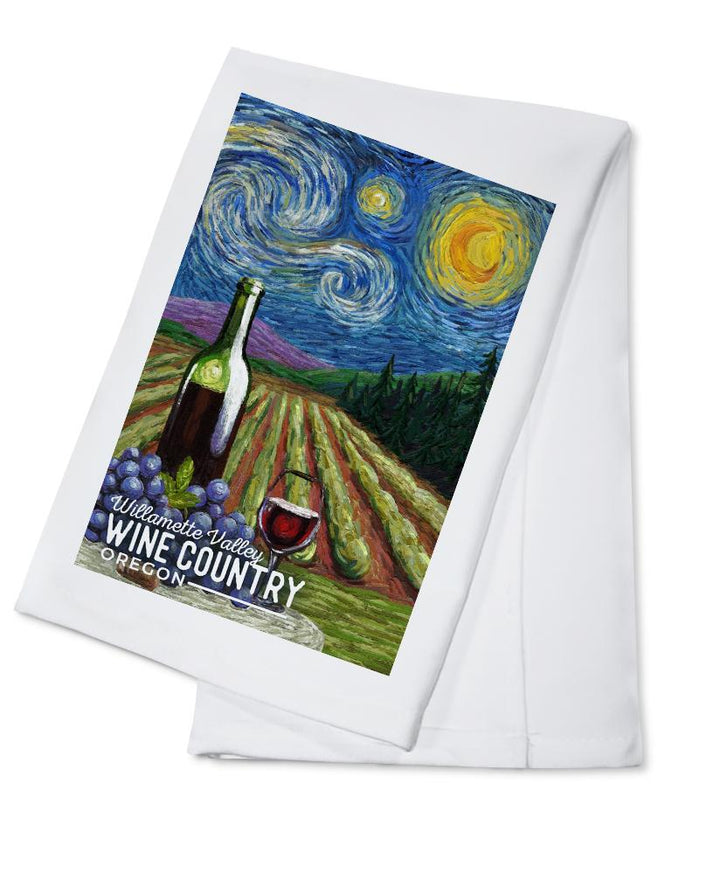 Willamette Valley, Oregon, Wine Country, Starry Night, Lantern Press Artwork, Towels and Aprons Kitchen Lantern Press