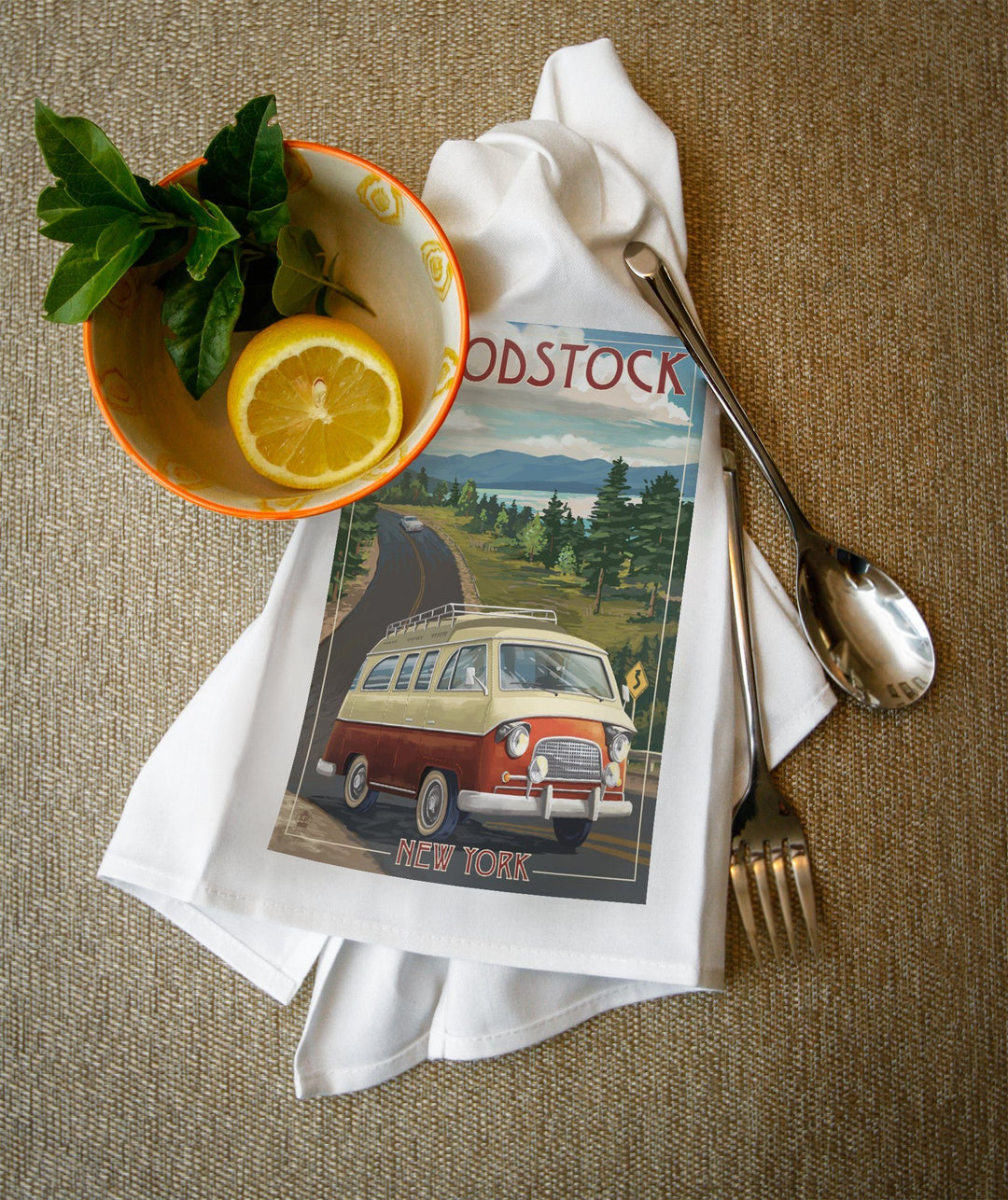 Woodstock, New York, Camper Van, Lantern Press Artwork, Towels and Aprons Kitchen Lantern Press