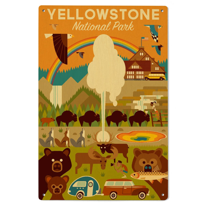 Yellowstone National Park, Wyoming, Geometric National Park Series, Lantern Press Artwork, Wood Signs and Postcards Wood Lantern Press