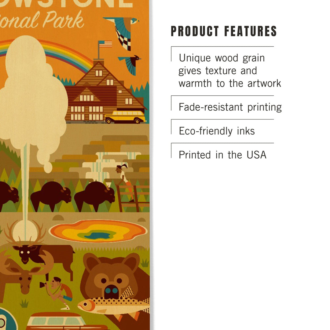 Yellowstone National Park, Wyoming, Geometric National Park Series, Lantern Press Artwork, Wood Signs and Postcards Wood Lantern Press