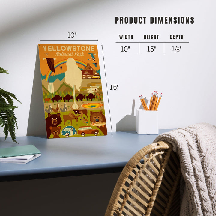 Yellowstone National Park, Wyoming, Geometric National Park Series, Lantern Press Artwork, Wood Signs and Postcards Wood Lantern Press