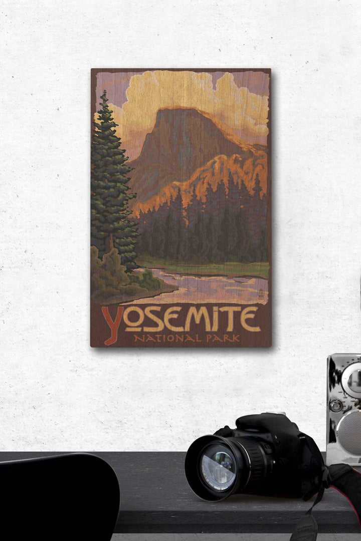 Yosemite National Park, California, Half Dome, Lantern Press Artwork, Wood Signs and Postcards Wood Lantern Press 12 x 18 Wood Gallery Print