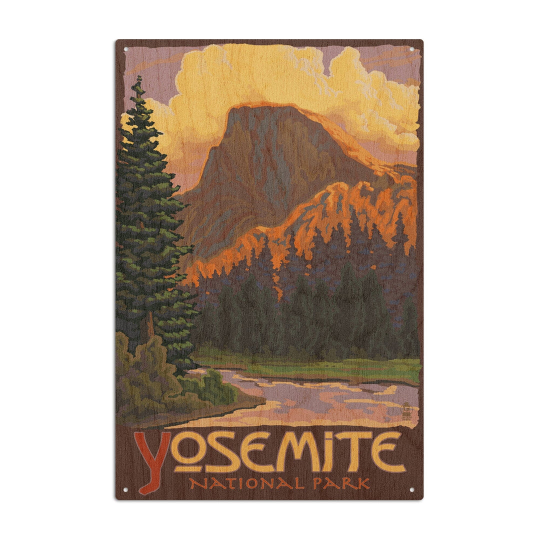 Yosemite National Park, California, Half Dome, Lantern Press Artwork, Wood Signs and Postcards Wood Lantern Press 6x9 Wood Sign