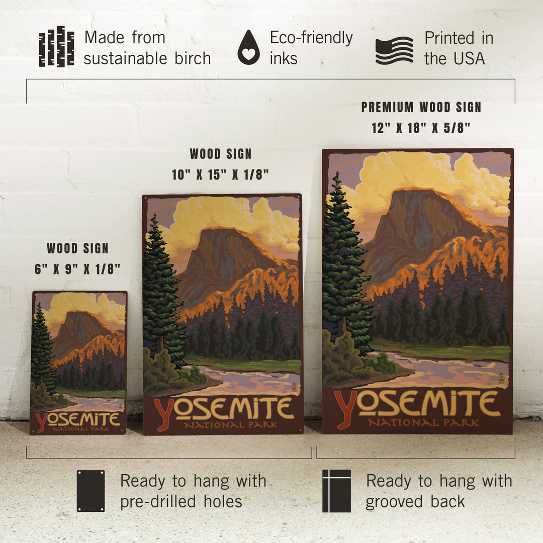 Yosemite National Park, California, Half Dome, Lantern Press Artwork, Wood Signs and Postcards Wood Lantern Press
