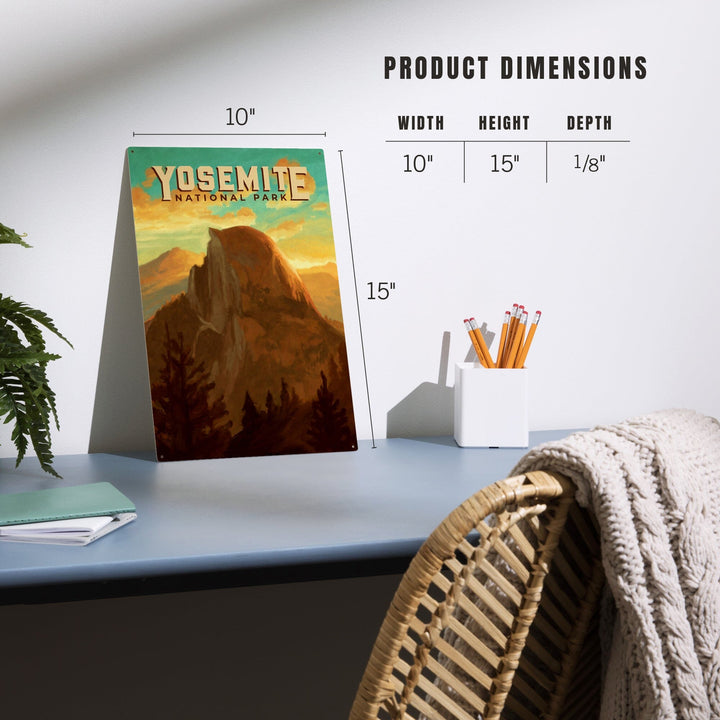 Yosemite National Park, California, Half Dome, Oil Painting, Lantern Press Artwork, Wood Signs and Postcards Wood Lantern Press