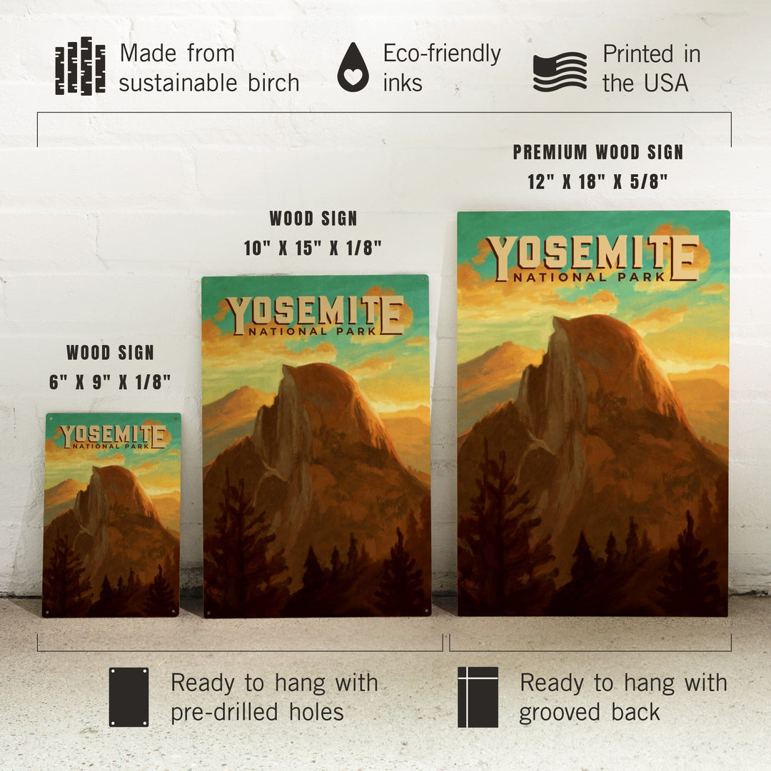 Yosemite National Park, California, Half Dome, Oil Painting, Lantern Press Artwork, Wood Signs and Postcards Wood Lantern Press