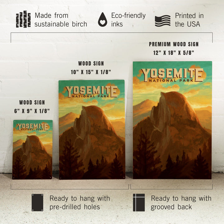 Yosemite National Park, California, Half Dome, Oil Painting, Lantern Press Artwork, Wood Signs and Postcards Wood Lantern Press