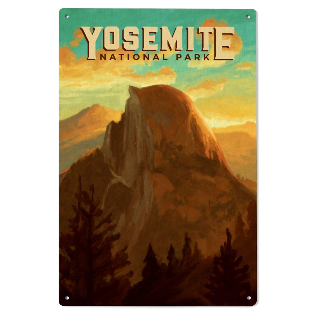 Yosemite National Park, California, Half Dome, Oil Painting, Lantern Press Artwork, Wood Signs and Postcards Wood Lantern Press