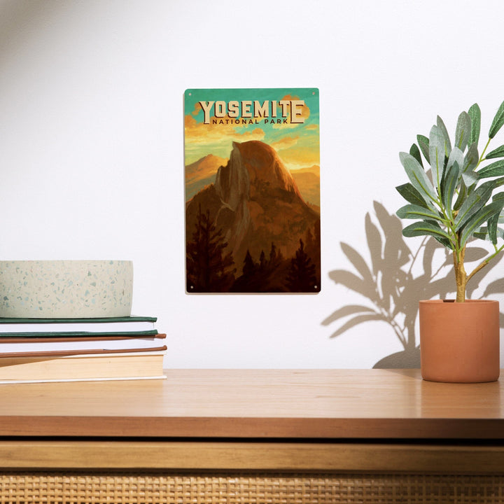 Yosemite National Park, California, Half Dome, Oil Painting, Lantern Press Artwork, Wood Signs and Postcards Wood Lantern Press