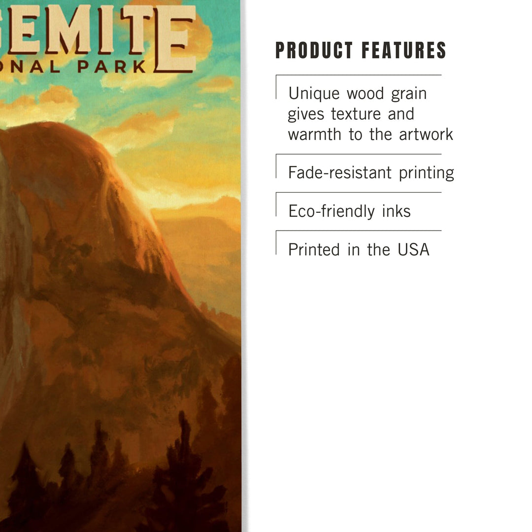 Yosemite National Park, California, Half Dome, Oil Painting, Lantern Press Artwork, Wood Signs and Postcards Wood Lantern Press