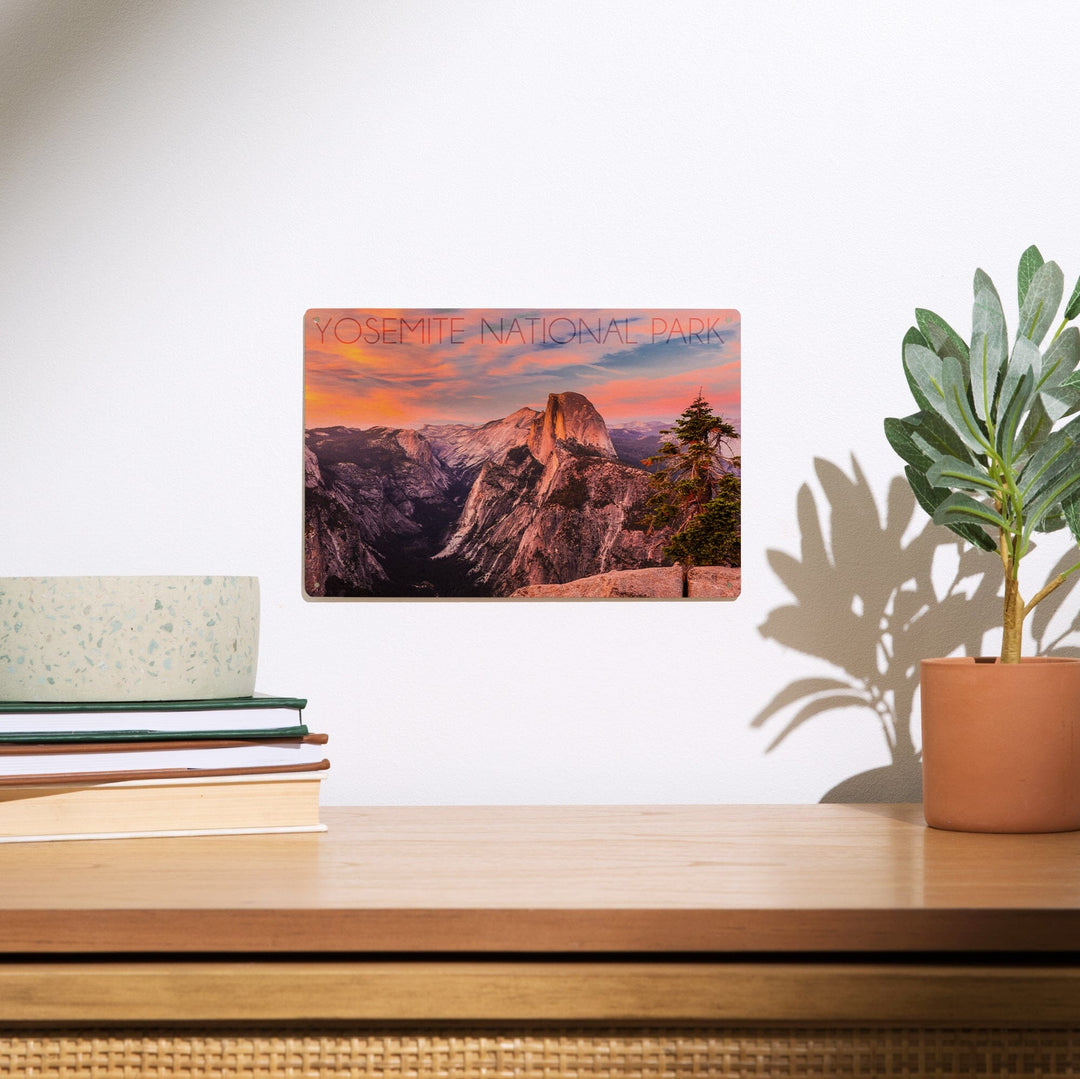 Yosemite National Park, California, Half Dome & Sunset, Lantern Press Photography, Wood Signs and Postcards Wood Lantern Press
