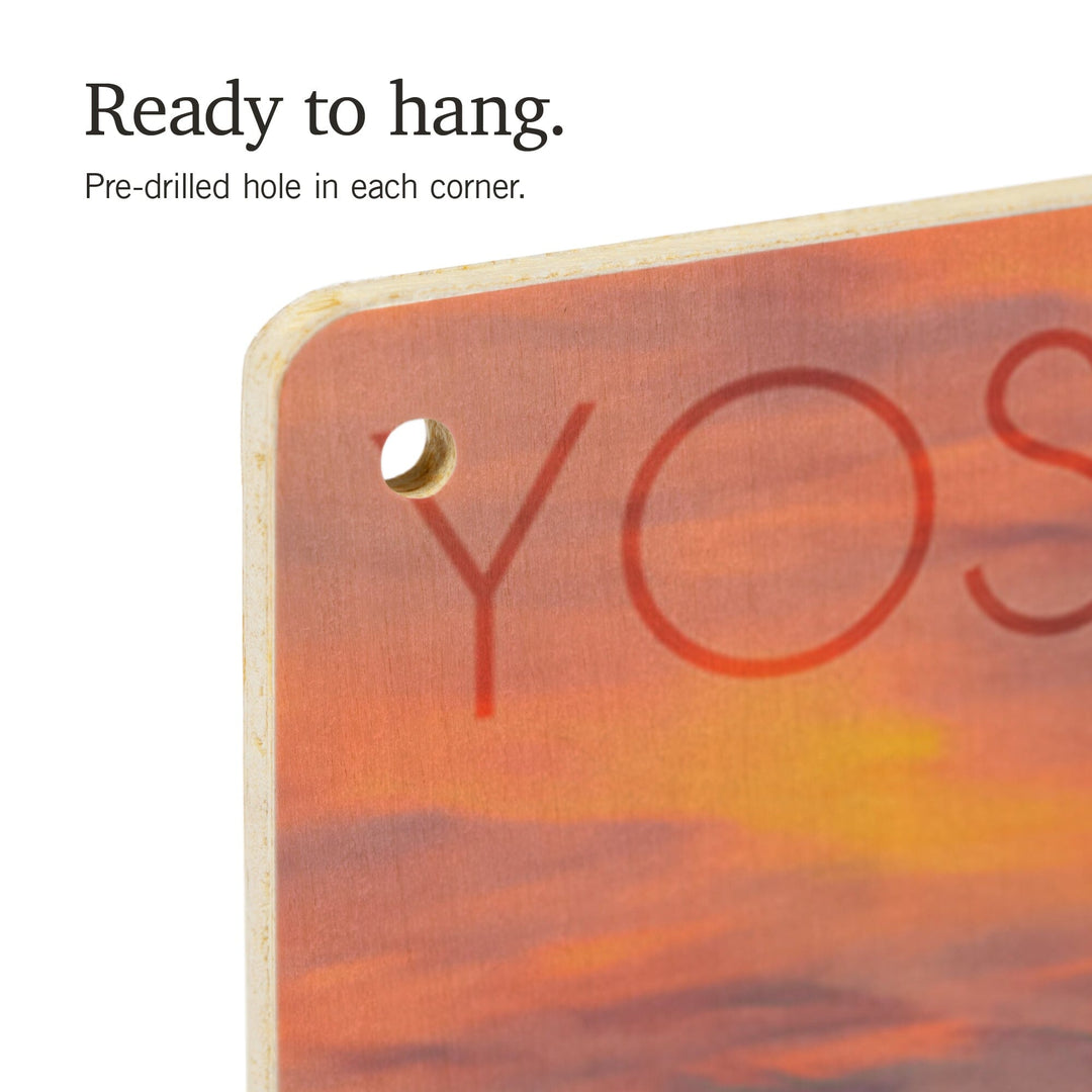 Yosemite National Park, California, Half Dome & Sunset, Lantern Press Photography, Wood Signs and Postcards Wood Lantern Press