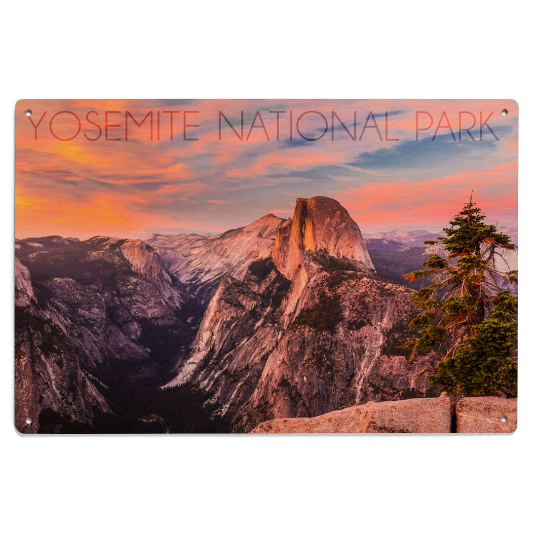 Yosemite National Park, California, Half Dome & Sunset, Lantern Press Photography, Wood Signs and Postcards Wood Lantern Press