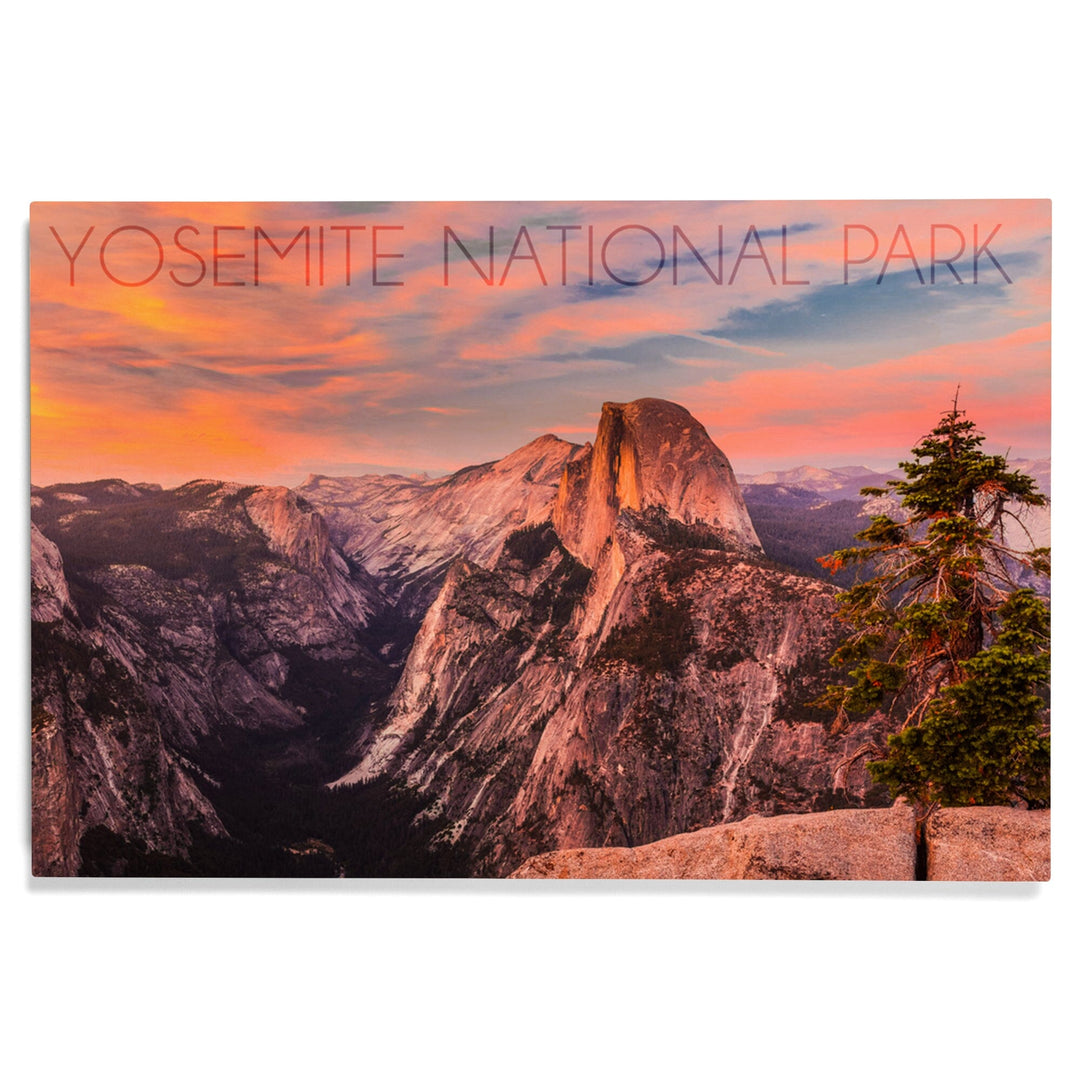 Yosemite National Park, California, Half Dome & Sunset, Lantern Press Photography, Wood Signs and Postcards Wood Lantern Press