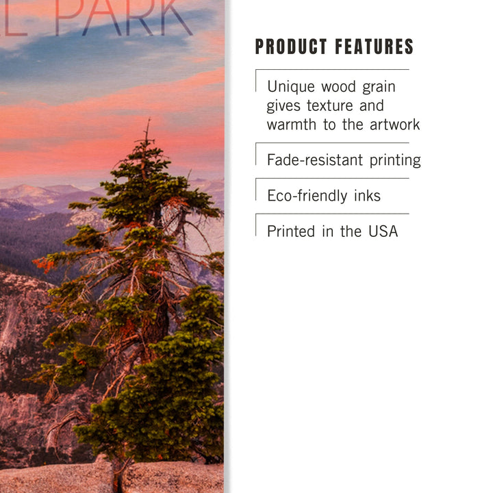 Yosemite National Park, California, Half Dome & Sunset, Lantern Press Photography, Wood Signs and Postcards Wood Lantern Press