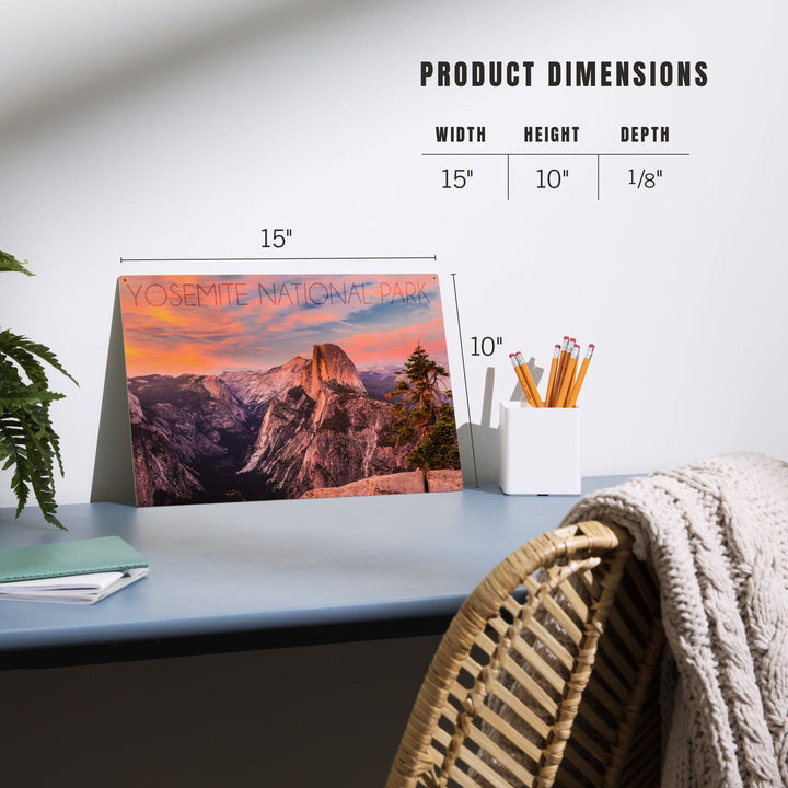 Yosemite National Park, California, Half Dome & Sunset, Lantern Press Photography, Wood Signs and Postcards Wood Lantern Press