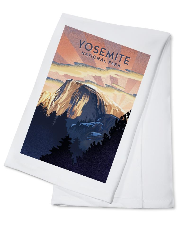 Yosemite National Park, California, Litho, Half Dome, Towels and Aprons Kitchen Lantern Press