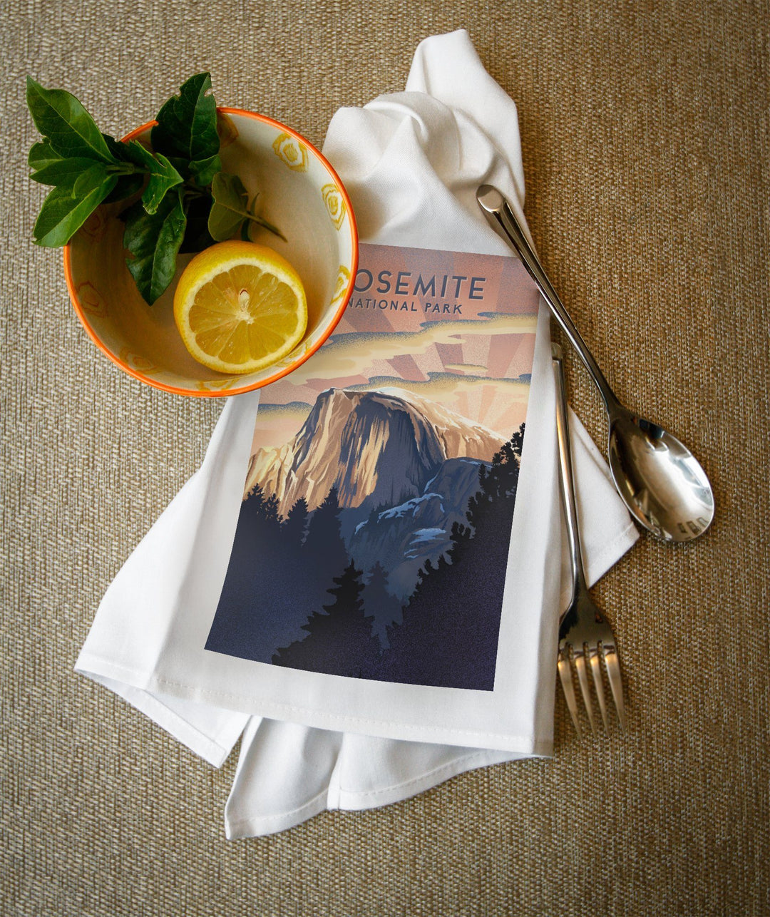 Yosemite National Park, California, Litho, Half Dome, Towels and Aprons Kitchen Lantern Press