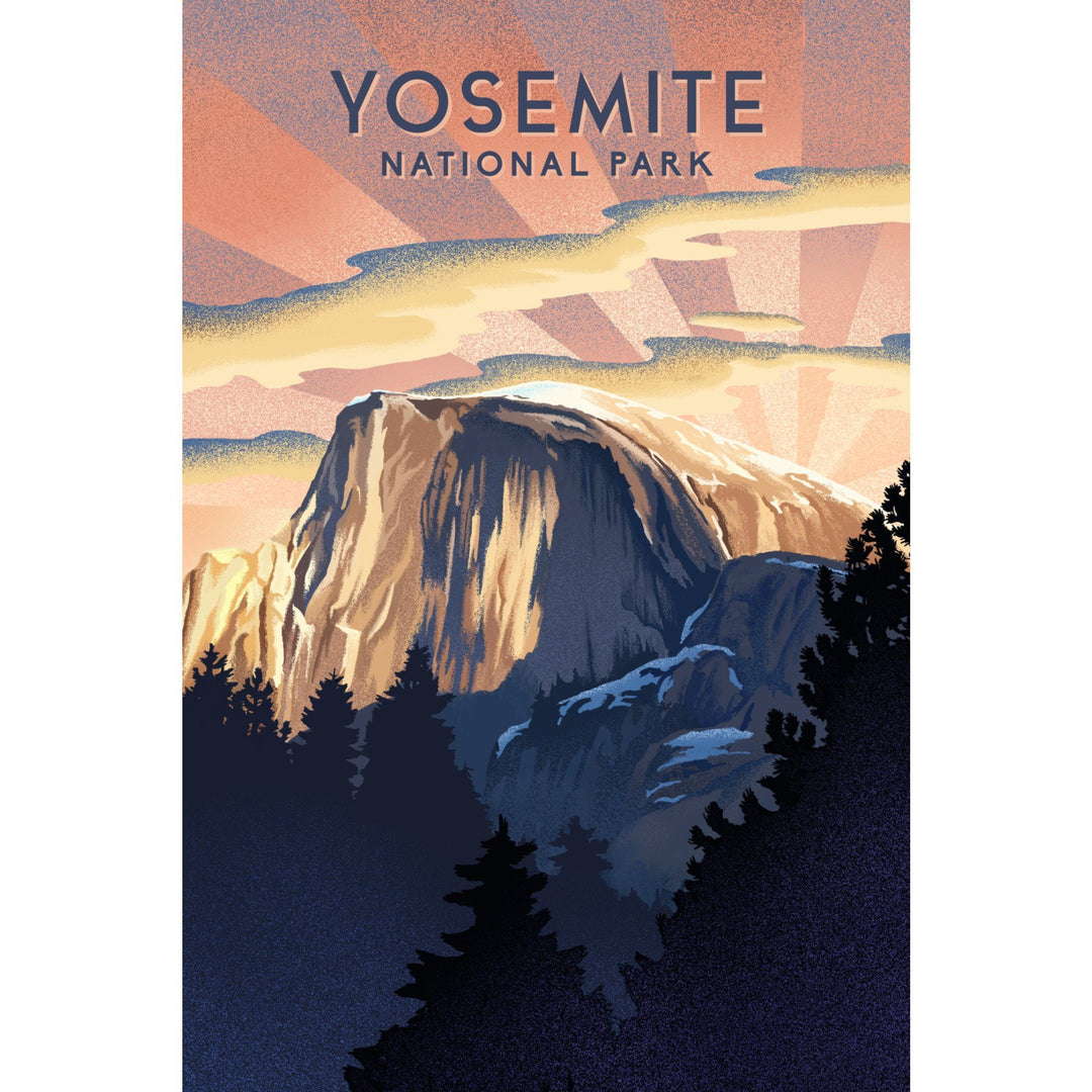 Yosemite National Park, California, Litho, Half Dome, Towels and Aprons Kitchen Lantern Press