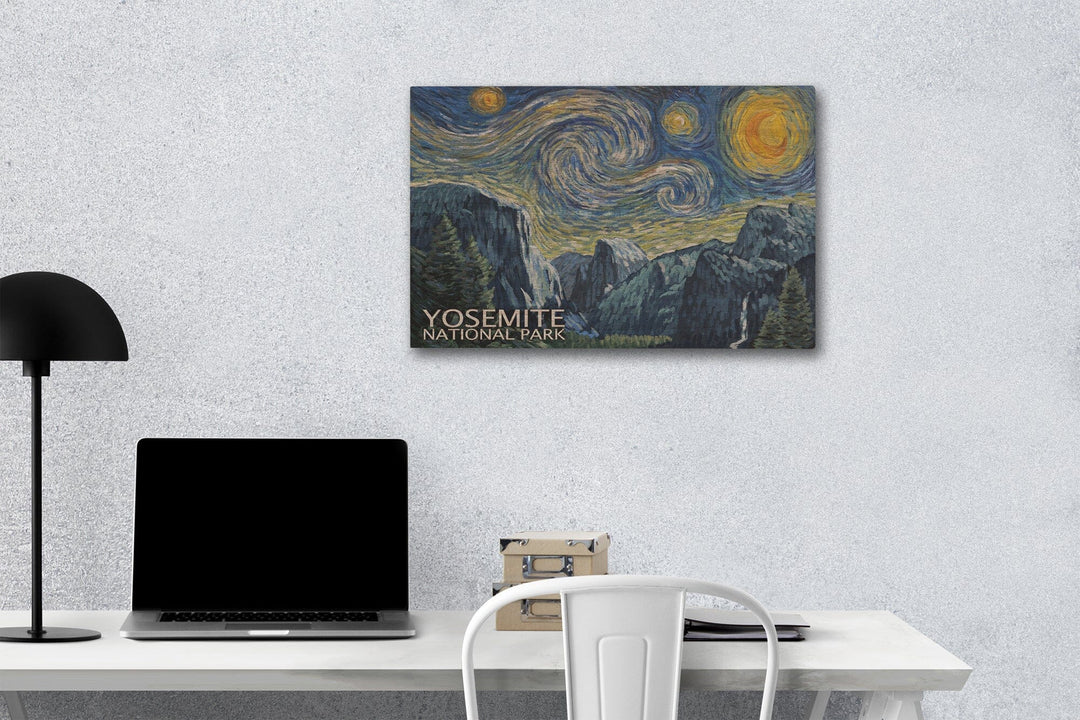 Yosemite National Park, California, Starry Night National Park Series, Lantern Press Artwork, Wood Signs and Postcards Wood Lantern Press 12 x 18 Wood Gallery Print