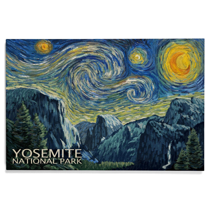Yosemite National Park, California, Starry Night National Park Series, Lantern Press Artwork, Wood Signs and Postcards Wood Lantern Press