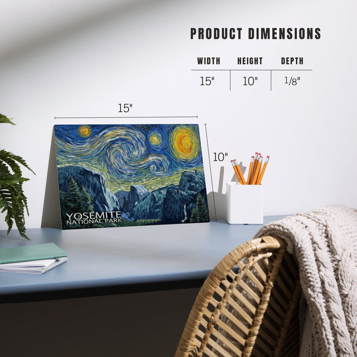 Yosemite National Park, California, Starry Night National Park Series, Lantern Press Artwork, Wood Signs and Postcards Wood Lantern Press