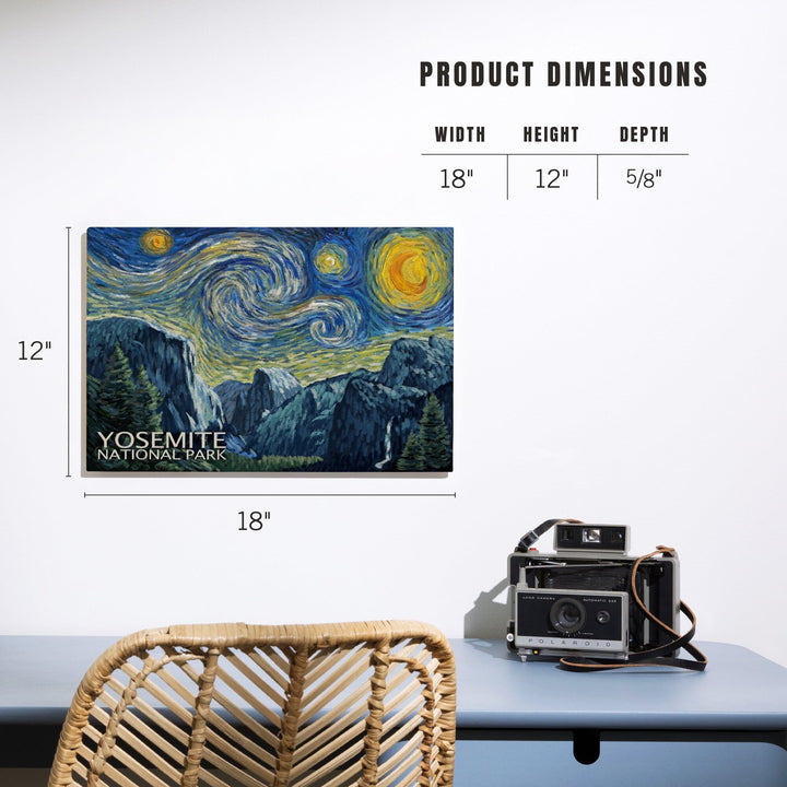 Yosemite National Park, California, Starry Night National Park Series, Lantern Press Artwork, Wood Signs and Postcards Wood Lantern Press