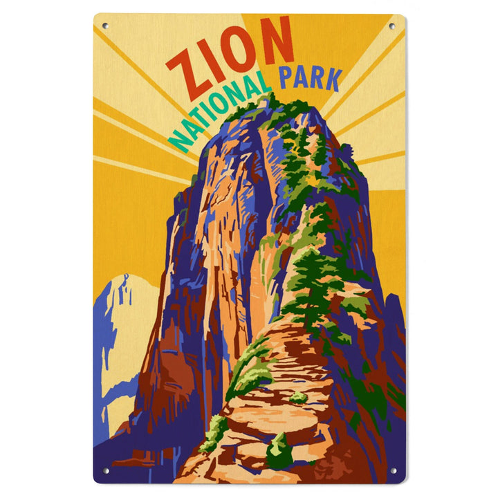 Zion National Park, Angel's Landing Psychedelic, Lantern Press Artwork, Wood Signs and Postcards Wood Lantern Press
