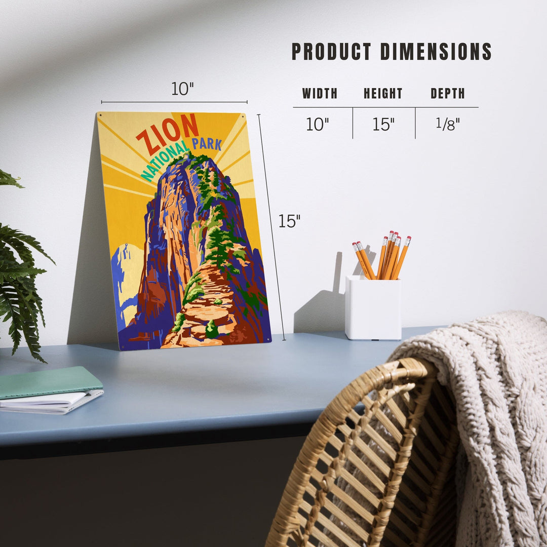 Zion National Park, Angel's Landing Psychedelic, Lantern Press Artwork, Wood Signs and Postcards Wood Lantern Press