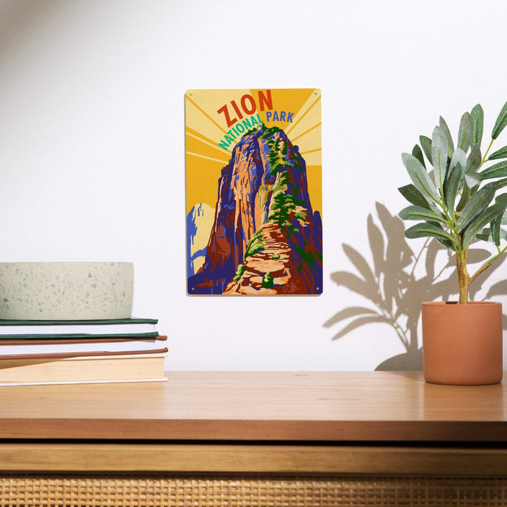 Zion National Park, Angel's Landing Psychedelic, Lantern Press Artwork, Wood Signs and Postcards Wood Lantern Press