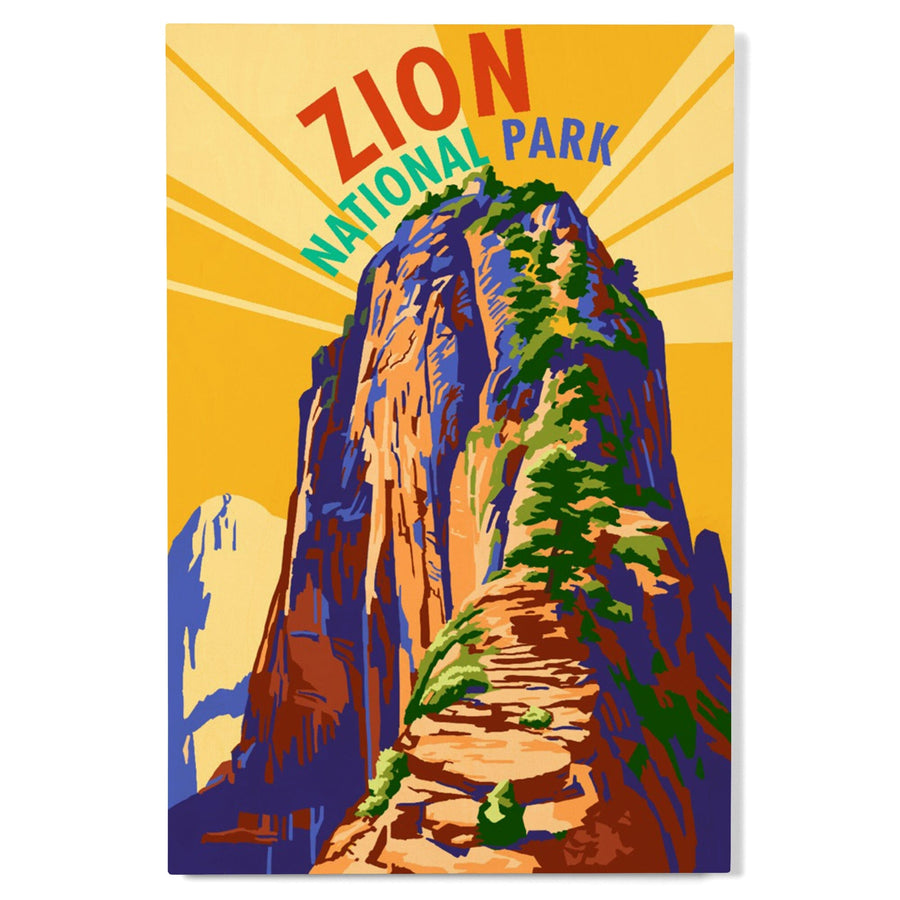 Zion National Park, Angel's Landing Psychedelic, Lantern Press Artwork, Wood Signs and Postcards Wood Lantern Press