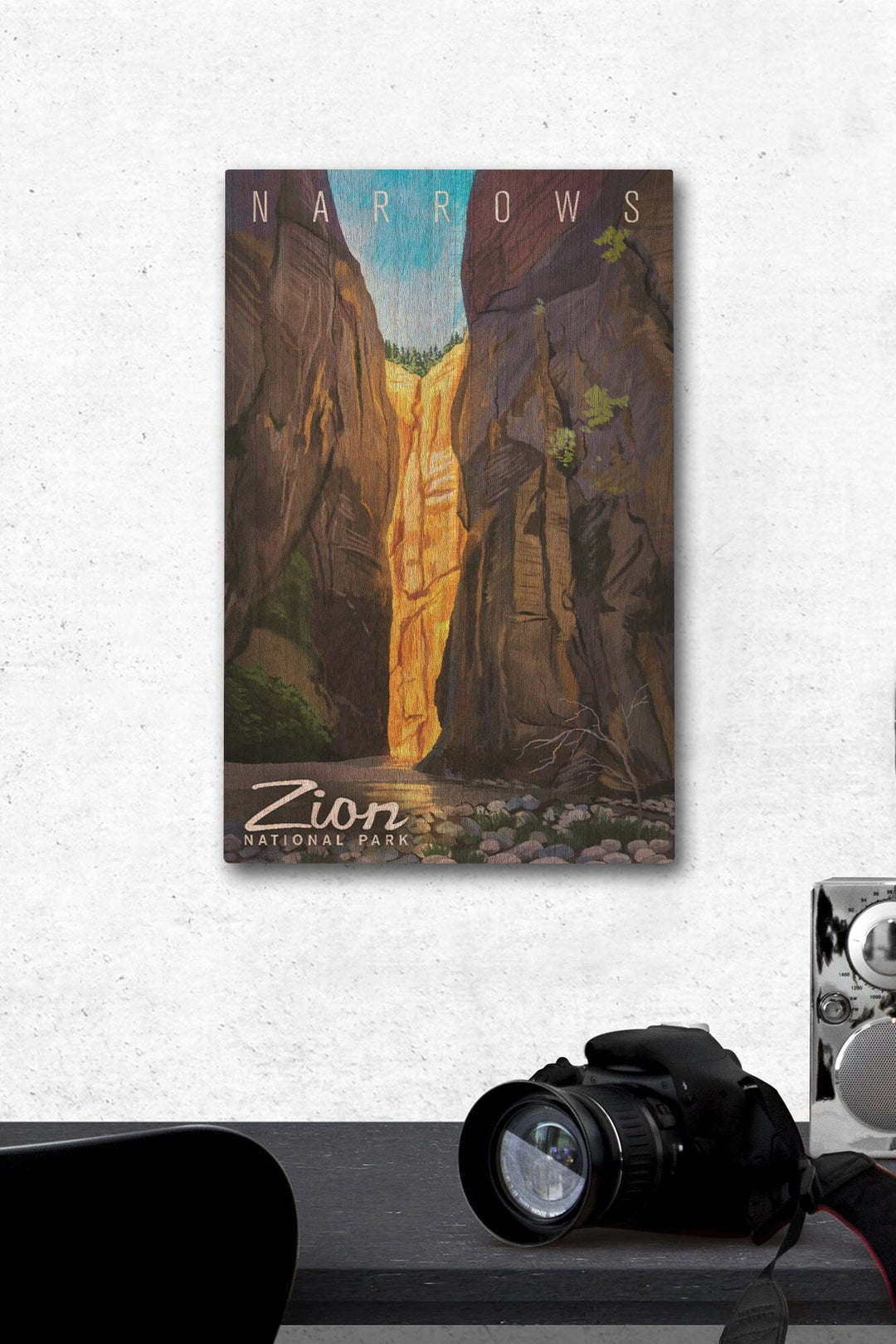 Zion National Park, Utah, Narrows, Namedrop, Oil Painting, Lantern Press Artwork, Wood Signs and Postcards Wood Lantern Press 12 x 18 Wood Gallery Print