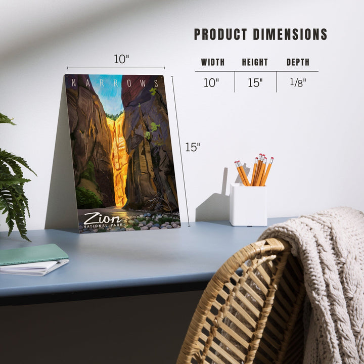 Zion National Park, Utah, Narrows, Namedrop, Oil Painting, Lantern Press Artwork, Wood Signs and Postcards Wood Lantern Press
