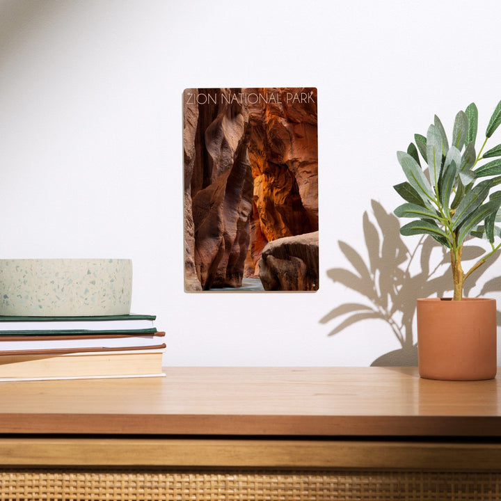 Zion National Park, Utah, Slot Canyon, Lantern Press Photography, Wood Signs and Postcards Wood Lantern Press