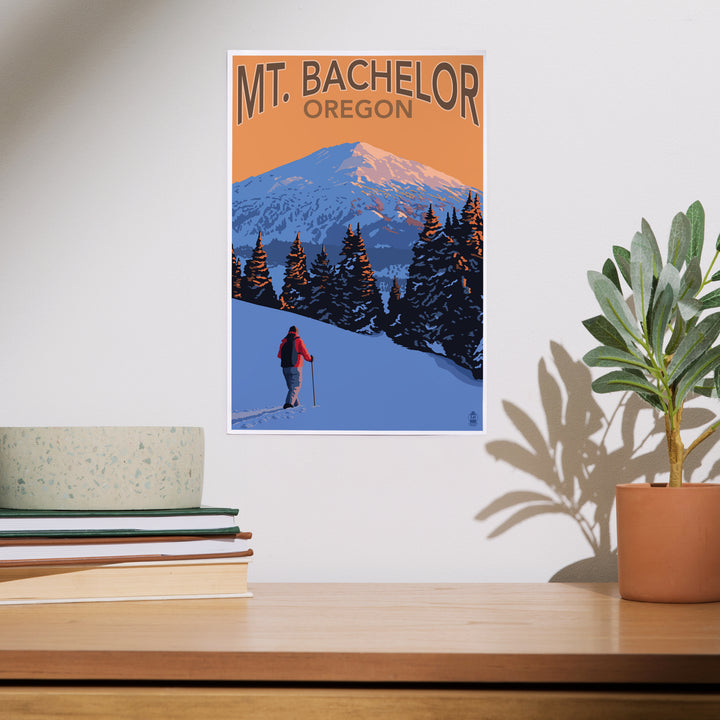 Oregon, Mt. Bachelor and Skier, Art & Giclee Prints