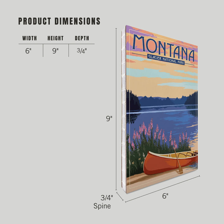 Lined 6x9 Journal, Glacier National Park, Montana, Canoe and Lake, Lay Flat, 193 Pages, FSC paper