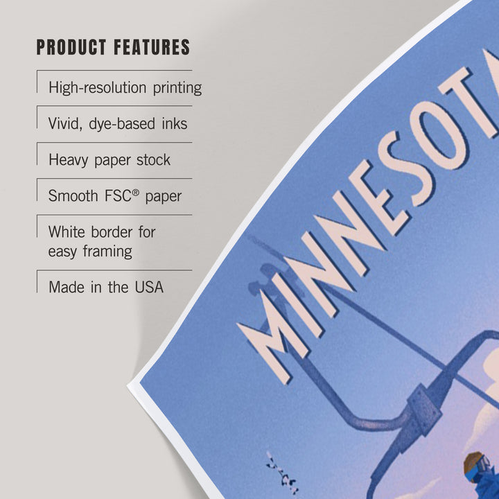 Minnesota, Chill on the Uphill, Ski Lift, Art & Giclee Prints - Lantern Press