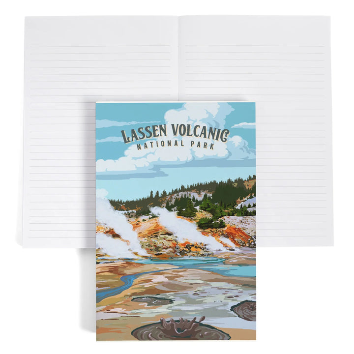 Lined 6x9 Journal, Lassen Volcanic National Park, California, Painterly National Park Series, Lay Flat, 193 Pages, FSC paper