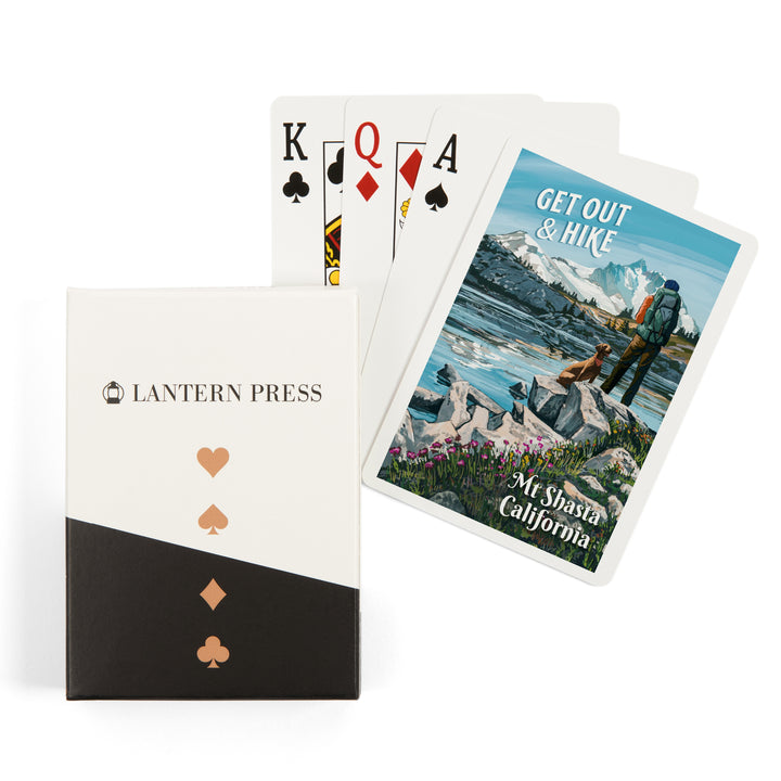 Playing Cards, Mt Shasta, California, Get Out and Hike, 52 Card Deck with Jokers in Box, Unique Art