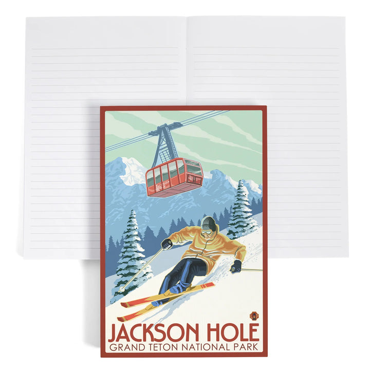 Lined 6x9 Journal, Jackson Hole, Wyoming, Grand Teton National Park, Skiing, Lay Flat, 193 Pages, FSC paper
