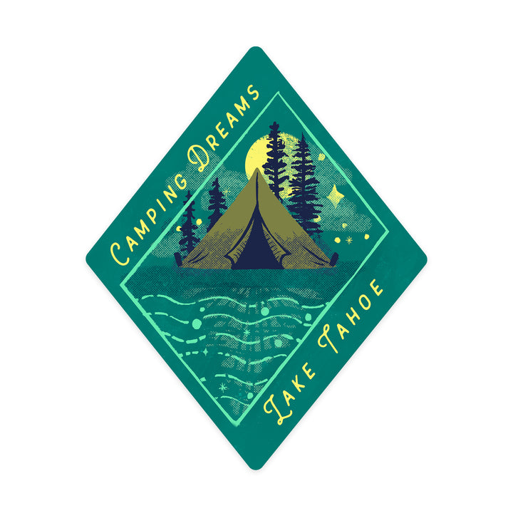 Lake Tahoe, Lake Life Series, Camping Dreams, Contour, Vinyl Sticker - Lantern Press